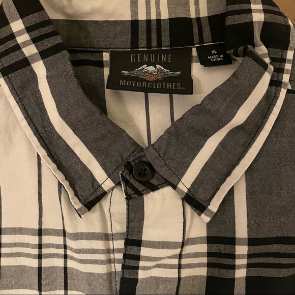Harley-Davidson Men's Plaid Shirt USAF Desert Storm Veteran Size XL Black White - Picture 4 of 5